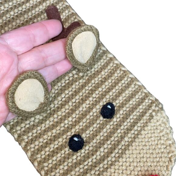 Mud Pie Knit Scarf Sz 3T+ Reindeer Winter Christmas Holiday Girls Kids Brown 40" - Picture 8 of 12